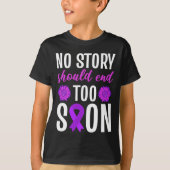 過剰摂取なし物語はあまりにも早く紫のリブに終わる必要がある Tシャツ (正面)