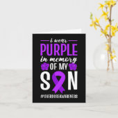 過剰摂取の意識向上 私は息子の記憶にと紫を身に着ける カード (黄色い花)