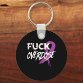 過剰摂取の薬物中毒認識度紫リボン キーホルダー (正面)