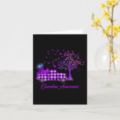 過剰摂取認識度バタフライリボンパープル カード (黄色い花)