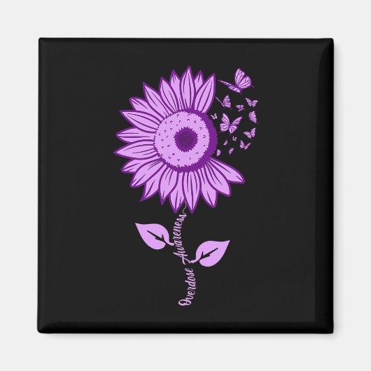 過剰摂取認識度パープルリボン薬物中毒N マグネット (正面)