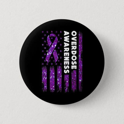 過剰摂取認識度フラッグPrupleリボン中毒Re 缶バッジ (正面)