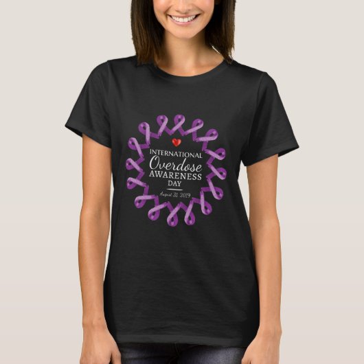 過剰摂取認識度日2019ムマールの紫色のリボン Tシャツ (正面)