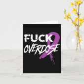 過剰摂取 薬物依存症 Awareness パープルリボン カード (黄色い花)