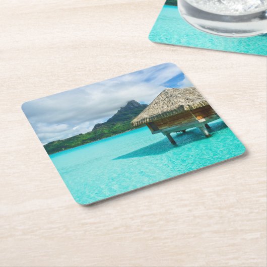 過剰水バンガロー、Bora Boraのコースター スクエアペーパーコースター (アングル)