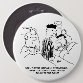 過労の若手医師 缶バッジ (正面&裏面)