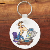 過労会社員おもしろい疲労従業員 キーホルダー (正面)