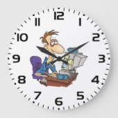 過労会社員おもしろい疲労従業員 ラージ壁時計 (正面)