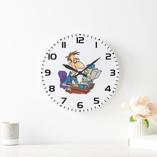 過労会社員おもしろい疲労従業員 ラージ壁時計