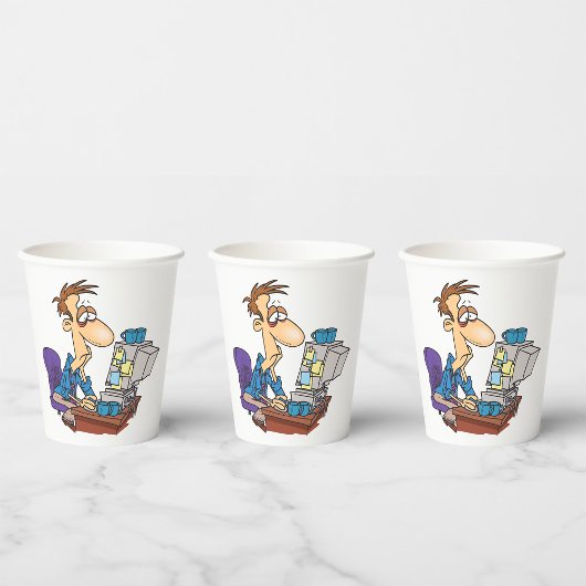 過労会社員おもしろい疲労従業員 紙コップ