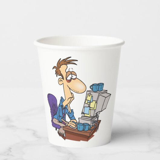 過労会社員おもしろい疲労従業員 紙コップ (正面)