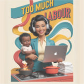 過労 – レトロ女性イラストレーション シール (正面)