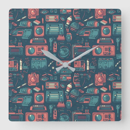 過去からのブラスト： 80の技術 スクエア壁時計 (正面)
