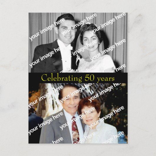 過去と現在のゴールデンアニバーサリーハガキ インビテーションポストカード (正面)