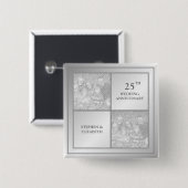 過去と現在のフォトシルバーの記念日（光沢） 缶バッジ (正面&裏面)