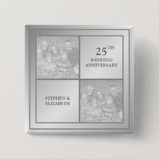 過去と現在のフォトシルバーの記念日（光沢） 缶バッジ (正面)