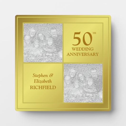過去と現在の写真黄金記念日（光沢） フォトプラーク (正面)
