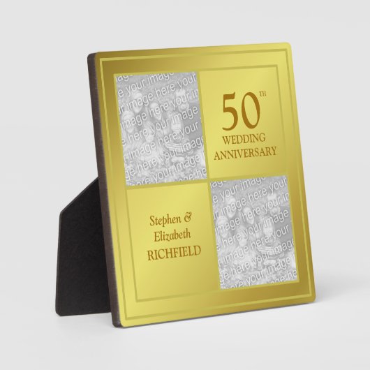 過去と現在の写真黄金記念日（光沢） フォトプラーク (正面)