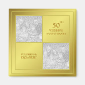 過去と現在の写真黄金記念日(光沢) マグネット (正面)