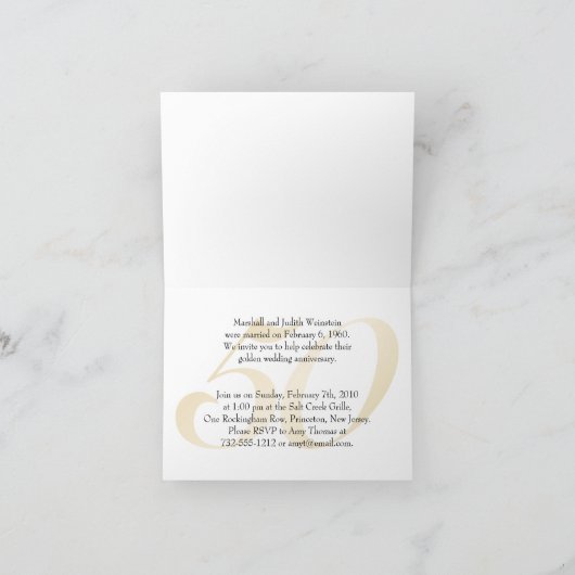 過去と現在の黄金の記念日 招待状 (内部)