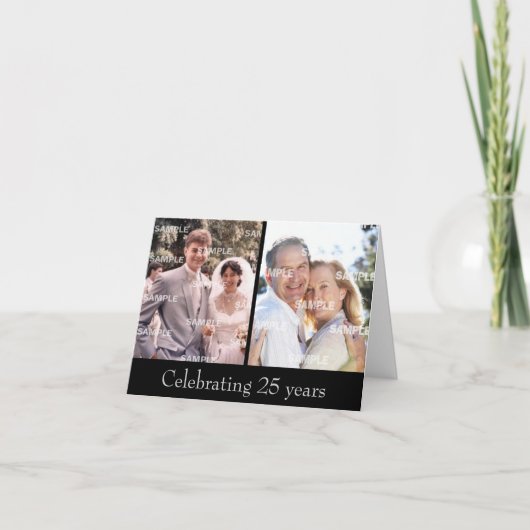 過去と現在を飾る銀婚式のカード カード (正面)