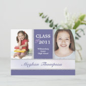 「過去と現在」の輝く写真 卒業おめでとう 招待状 (スタンド正面)