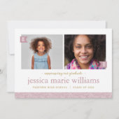 「過去と現在」2枚の写真を使った卒業のお知らせカード 招待状 (正面)