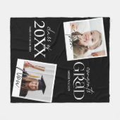 「過去と現在」2枚の写真を使った卒業発表 フリースブランケット (正面(横))