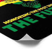 過去のインスパイア未来を祝う女性が黒塗り ポスター (角)