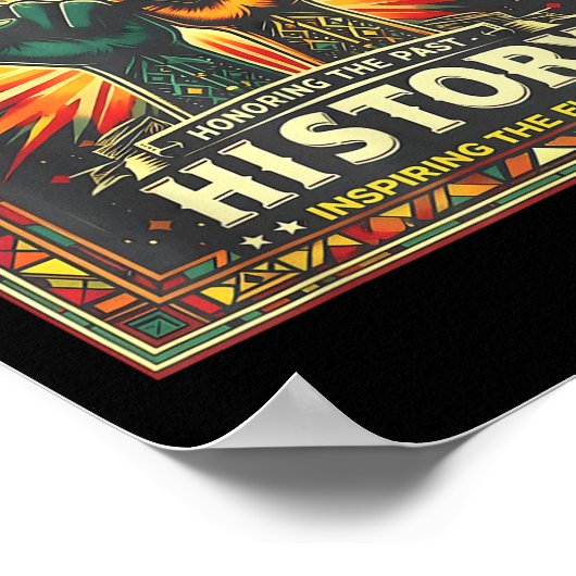 過去のインスパイア未来を祝う女性が黒塗り ポスター (角)