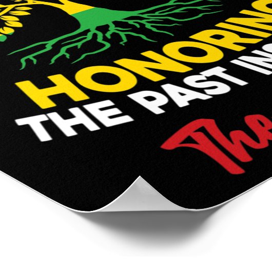 過去のインスパイア未来を祝う女性が黒塗り ポスター (角)