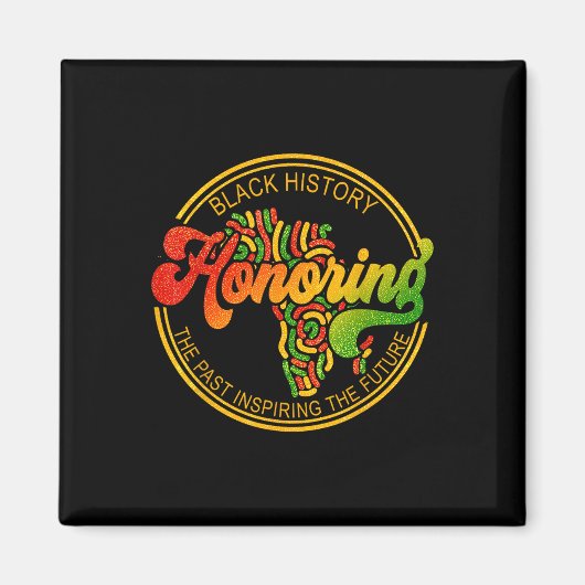 過去のインスパイア未来を祝う女性が黒塗り マグネット (正面)