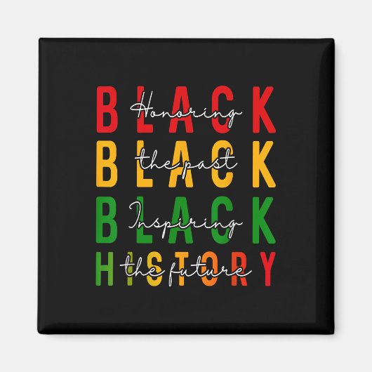 過去のインスパイア未来を祝う女性が黒塗り マグネット (正面)