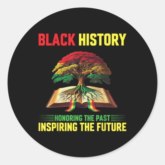 過去のインスパイア未来を祝う女性が黒塗り ラウンドシール (正面)