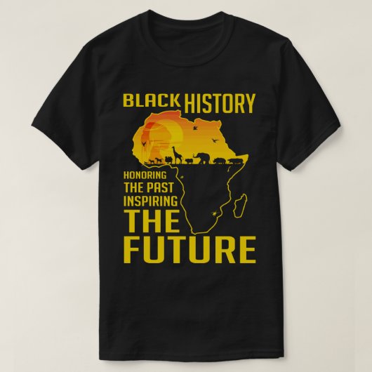 過去のインスパイア未来を讃える黒人久遠 Tシャツ (デザイン正面)