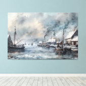 過去のエコー：ビクトリアン魚釣りライフ キャンバスプリント (インサイチュ (ウッドフロア))