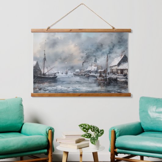 過去のエコー：ビクトリアン魚釣りライフ 吊り下げ型タペストリー (リビング)