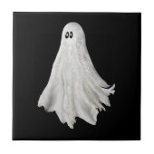過去のハロウィンの幽霊の面白いイラスト タイル (正面)