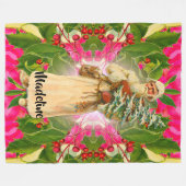 過去のビクトリアンなモノグラムからの古い サンタ フリースブランケット (正面(横))