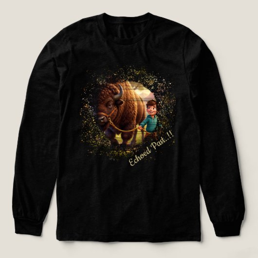 過去の響き 気まぐれな少年とバイソン トライブレンドTシャツ (デザイン正面)