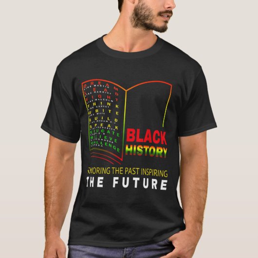 過去インスパイアの未来を称える – African Black His Tシャツ (正面)