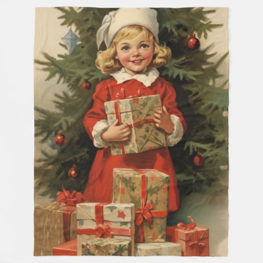 過去パーフェクトアンティーククリスマスブランケット フリースブランケット (正面)