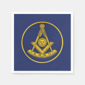 過去マスターフリーメーソンスクエアアンドコンパスマソニック スタンダードカクテルナプキン (正面)