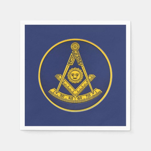 過去マスターフリーメーソンスクエアアンドコンパスマソニック スタンダードカクテルナプキン (正面)