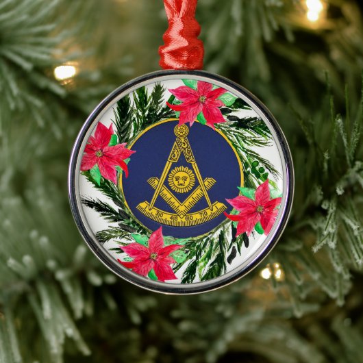 過去マスターマソニックフリーメーソンリースポインセチア メタルオーナメント (ツリー)
