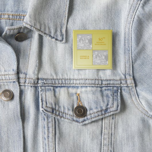 過去及び現在の写真の金記念日 缶バッジ (インサイチュ)