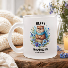 過大評価？グラウンドホッグデーお祝いウォーターカラー フロストグラスマグカップ