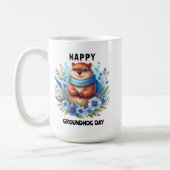 過大評価？グラウンドホッグデーお祝い水彩画 コーヒーマグカップ (左)