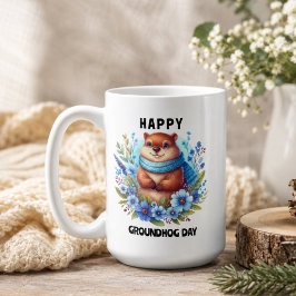 過大評価?グラウンドホッグデーお祝い水彩画 コーヒーマグカップ