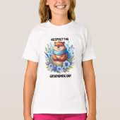 過大評価?グラウンドホッグデーお祝い水彩画 Tシャツ (正面)